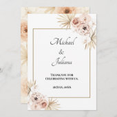 Elegante Blush Floral Danke Karte (Vorne/Hinten)