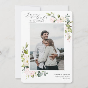 Elegante Blush Floral & Eukalyptus Wedding Save The Date