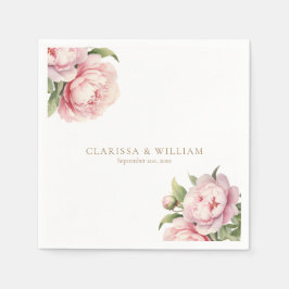 Elegante Blush Floral Gold Weiß Moderne Hochzeit Serviette