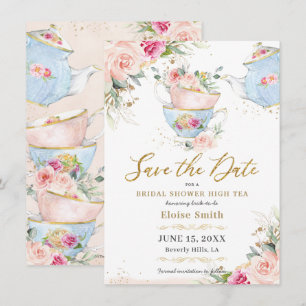 Elegante Blush Floral Hochzeitstee Party Brautpart Save The Date