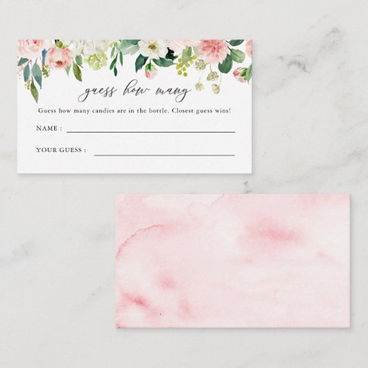 Elegante Blush Floral schätzen wie viele Begleitkarte (Vorne/Hinten)