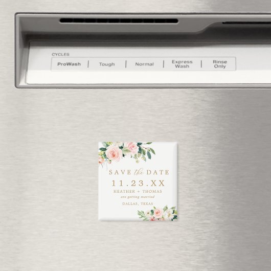 Elegante Blush Floral Speichern Sie das Datumsmaga Magnet (In Situ (Geschirrspüler))