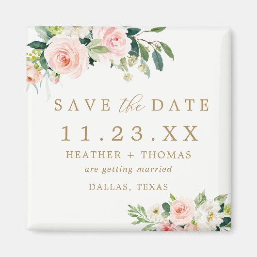 Elegante Blush Floral Speichern Sie das Datumsmaga Magnet (Vorne)