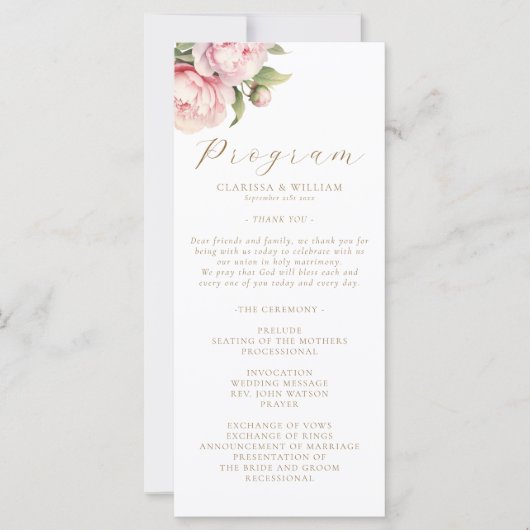 Elegante Blush Floral Wasserfarbe Weiße Hochzeit (Vorderseite)