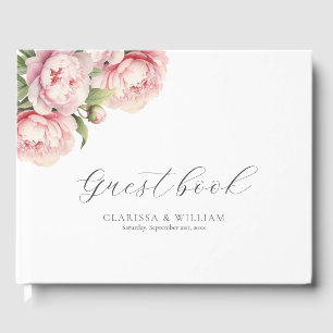 Elegante Blush Floral Wasserfarbe Weiße Hochzeit Gästebuch