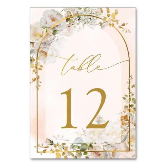 Elegante Blush Floral Wedding Bridal Tischnummer (Rückseite)