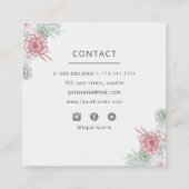 Elegante Blush Floral Wedding Cake Makers Bäckerei Quadratische Visitenkarte (Rückseite)