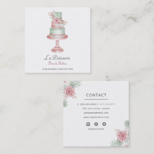 Elegante Blush Floral Wedding Cake Makers Bäckerei Quadratische Visitenkarte