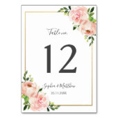 Elegante Blush Floral Wedding Tischnummer (Rückseite)