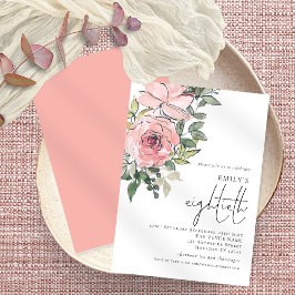 Elegante Blush Florals Achtzigste Geburtstagsparty Einladung