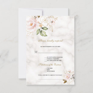 Elegante Blush Gold Blume Song Anfrage Hochzeit RSVP Karte