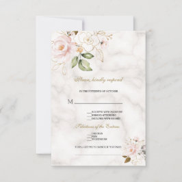 Elegante Blush Gold Blume Song Anfrage Hochzeit RSVP Karte