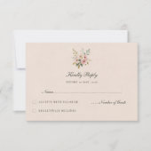 Elegante Blush-Gold-Blumen-Hochzeit-RSVP-Karte RSVP Karte (Vorderseite)