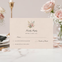 Elegante Blush-Gold-Blumen-Hochzeit-RSVP-Karte
