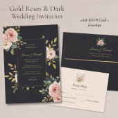 Elegante Blush-Gold-Blumen-Hochzeit-RSVP-Karte RSVP Karte