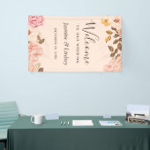 Elegante Blush Gold English Floral Wedding Party Banner (Messeveranstaltung)
