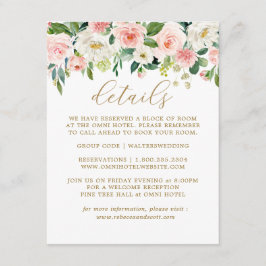 Elegante Blush Gold Floral Wedding Details Cards Begleitkarte