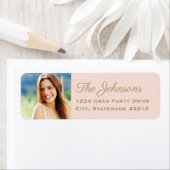 Elegante Blush Gold Foto Abschluss Rücksendeadress (Insitu)