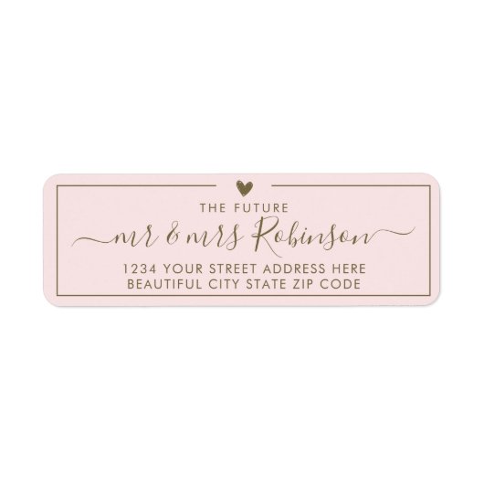Elegante Blush-Gold-Script-Hochzeitsskrippe-Rückse (Vorne)