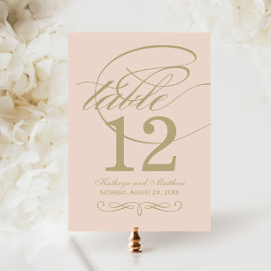 Elegante Blush-Gold-Script-Hochzeitsskrippe-Tischn Einladung