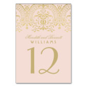 Elegante Blush Gold Vintager Glamour Hochzeit Tischnummer (Rückseite)