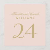 Elegante Blush Gold Wedding Monogram Tischnummer (Vorderseite)