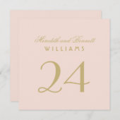 Elegante Blush Gold Wedding Monogram Tischnummer (Vorne/Hinten)