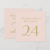 Elegante Blush Gold Wedding Monogram Tischnummer (Vorne/Hinten)