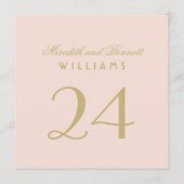 Elegante Blush Gold Wedding Monogram Tischnummer (Rückseite)