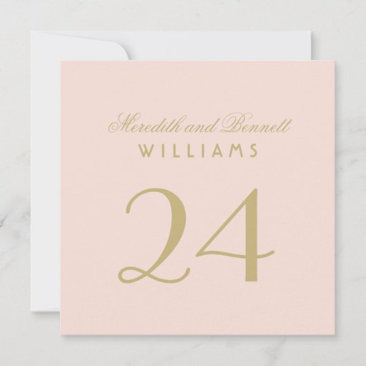 Elegante Blush Gold Wedding Monogram Tischnummer (Vorderseite)