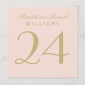Elegante Blush Gold Wedding Monogram Tischnummer (Vorderseite)