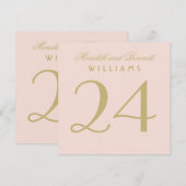 Elegante Blush Gold Wedding Monogram Tischnummer (Vorne/Hinten)
