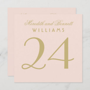 Elegante Blush Gold Wedding Monogram Tischnummer
