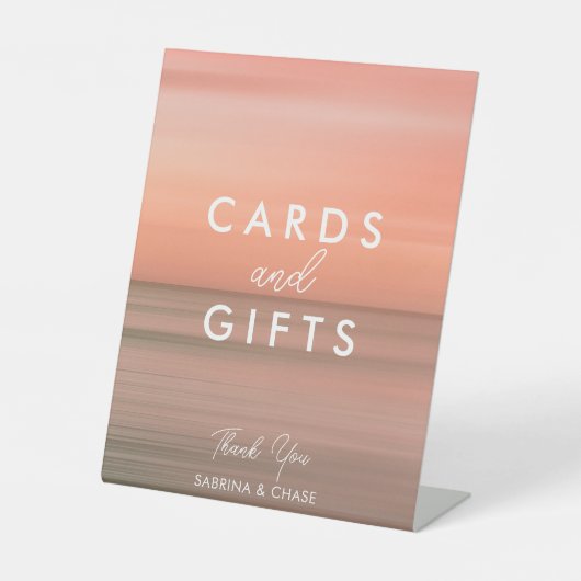 Elegante Blush Gradient Wedding Cards und Geschenk Sockelschild (Vorderseite)