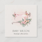 Elegante Blush Gray Nähmaschine Blumenmatte Quadratische Visitenkarte (Vorderseite)