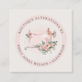 Elegante Blush Gray Nähmaschine Blumenmatte Quadratische Visitenkarte