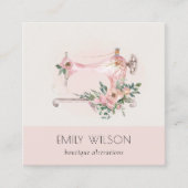 Elegante Blush Gray Nähmaschine Blumenmatte Quadratische Visitenkarte (Vorderseite)