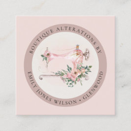 Elegante Blush Gray Nähmaschine Blumenmatte Quadratische Visitenkarte