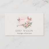 Elegante Blush Gray Nähmaschine Blumenmatte Visitenkarte (Vorderseite)