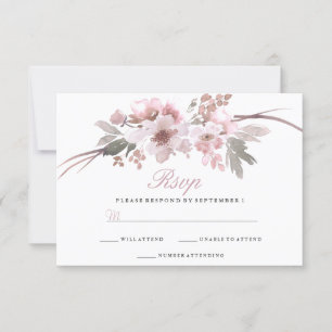 Elegante Blush & Gray Weiße Blütenhochzeit RSVP