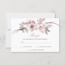 Elegante Blush & Gray Weiße Blütenhochzeit RSVP