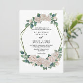 Elegante Blush Green Geometric Frame Wedding Einladung (Stehend Vorderseite)