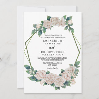 Elegante Blush Green Geometric Frame Wedding Einladung