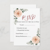 Elegante Blush & Greenerity Wedding RSVP Card | Ev (Vorne/Hinten)