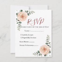 Elegante Blush & Greenerity Wedding RSVP Card | Ev