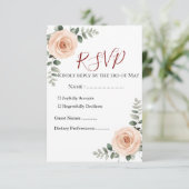 Elegante Blush & Greenerity Wedding RSVP Card | Ev Karte (Stehend Vorderseite)