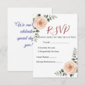 Elegante Blush & Greenerity Wedding RSVP Card | Ev Karte (Vorne/Hinten)