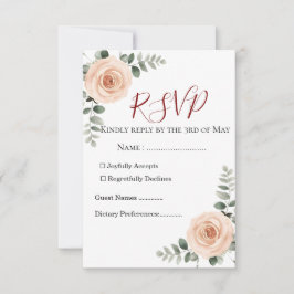 Elegante Blush & Greenerity Wedding RSVP Card | Ev Karte