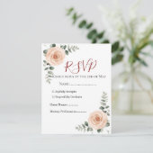 Elegante Blush & Greenerity Wedding RSVP Card | Ev Karte (Stehend Vorderseite)