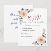 Elegante Blush & Greenerity Wedding RSVP Card | Ev Karte (Vorne/Hinten)